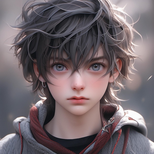 anime boy with blue eyes and black hair staring at the camera. generative  ai. 28462120 Stock Photo at Vecteezy