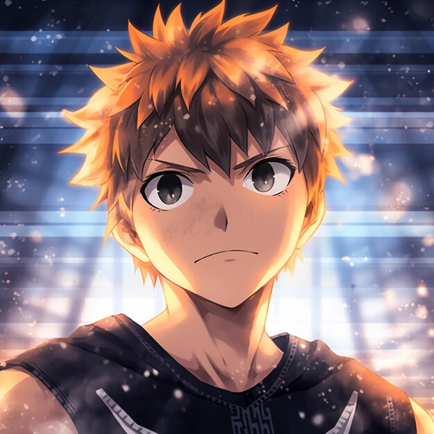 Anime boy black shirt fine facial - AI Photo Generator - starryai