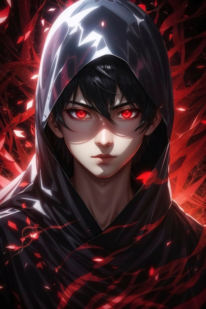 Anime Boy with Red Eyes