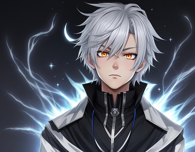 anime demon guy white hair