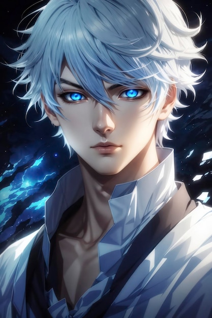 Anime Boy with White Hair