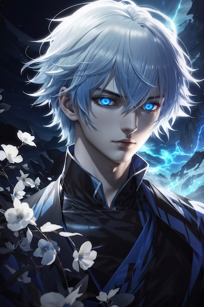 Anime Boy with White Hair