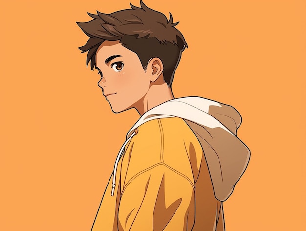 Premium AI Image  Anime boy with a hoodie and a blue background