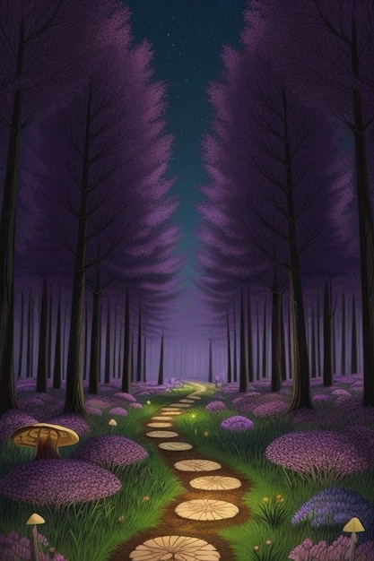 anime cartoon style woodland forest background banner
