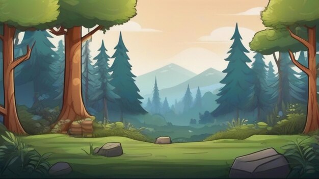 anime cartoonstyle woodland forest background banner