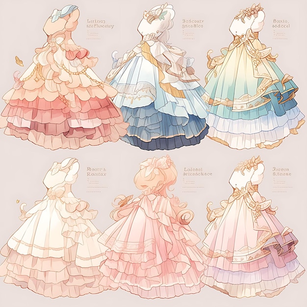 Photo anime character design female fairy tale inspired dress magical wedding average hei concept art