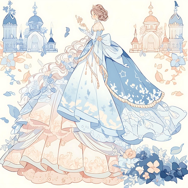 Anime Character Design Female Fairy Tale Princess Dress Disney Inspired Wedding Tal Concept Art