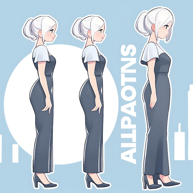 Anime character design female modern jumpsuit city rooftop wedding average height s concept art