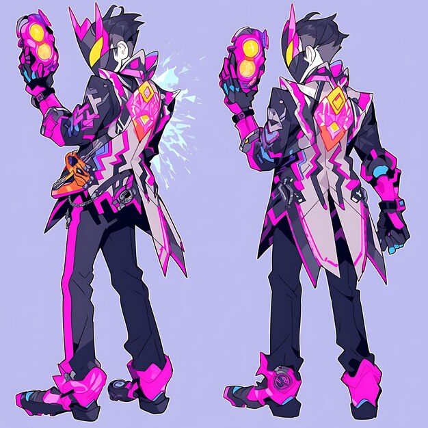 Anime Character Design Male Cyberpunk Outfit Futuristic Wedding Tall Height Neon