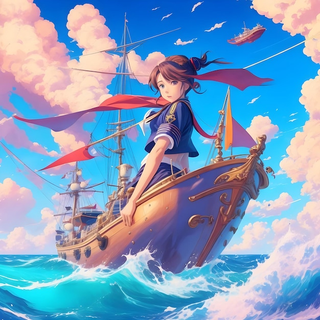 Premium AI Image  pirate anime girl AI generated