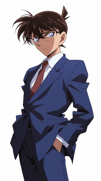 Photo anime character in a suit and tie with a ponytail generative ai