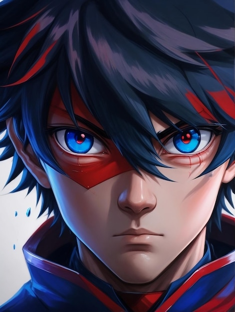 An anime character with blue and red eye