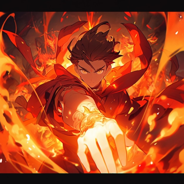 Premium AI Image  Anime character with fire eyes and fire