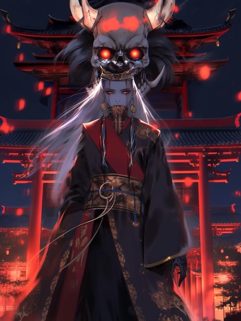 Premium AI Image  A dark anime character with a black mask on his face.