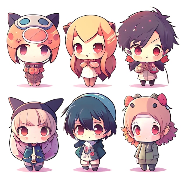 Foto anime chibi style girl personaggio generativo ai