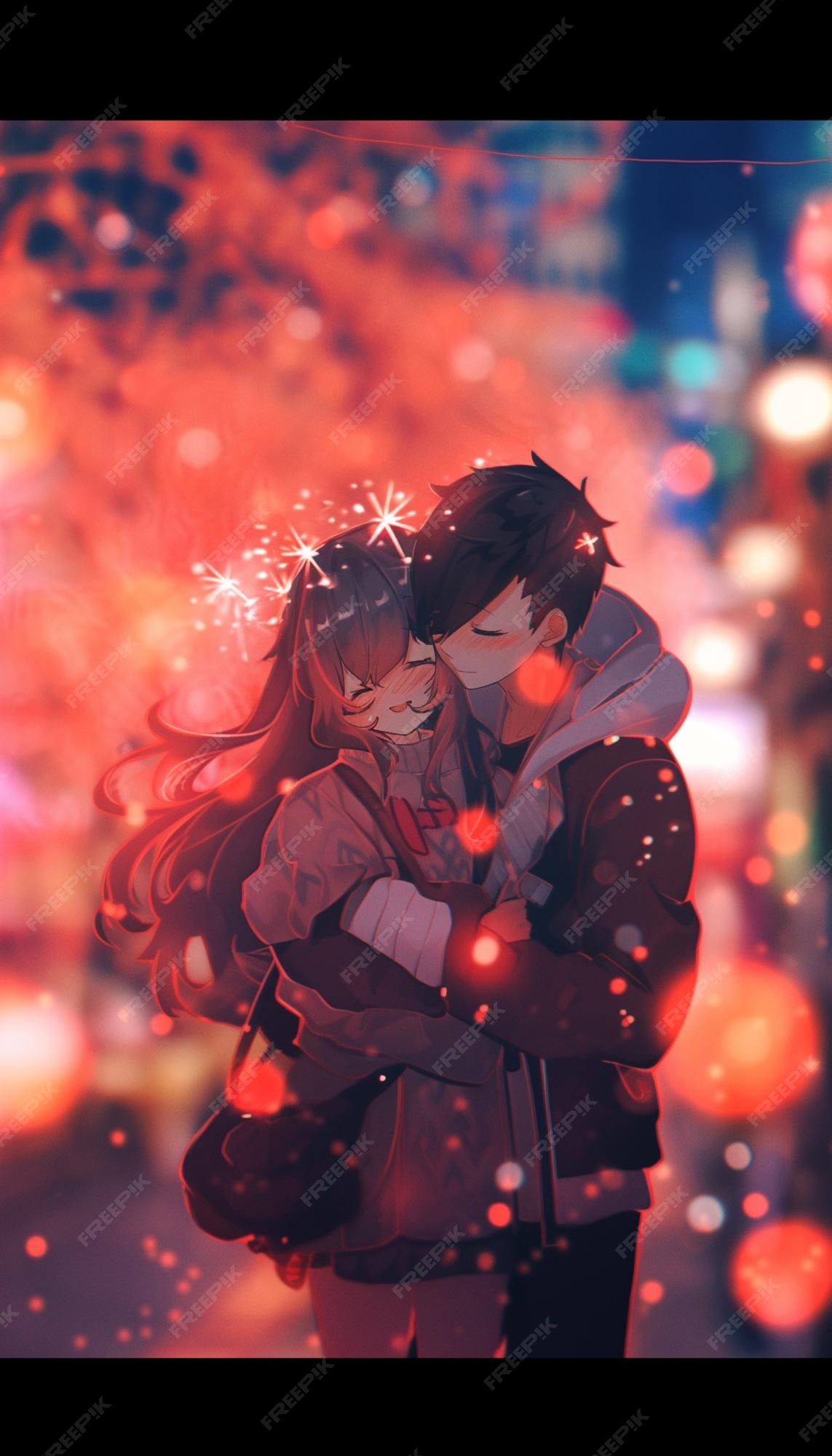 Premium Photo  Anime couple kiss close up generative ai