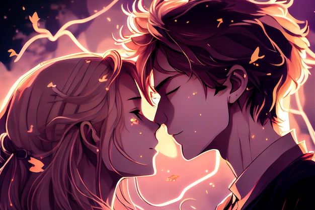 Cute Anime Couple Kissing Wallpapers  Wallpaper Cave