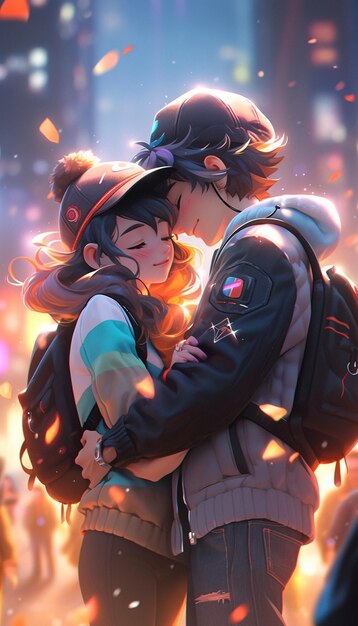 Anime couple kissing HD wallpaper  Wallpaper Flare