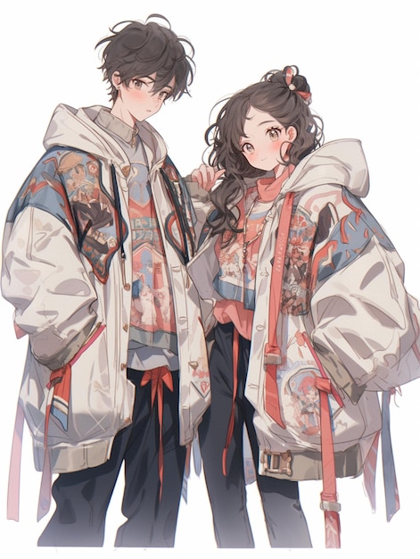 anime couple in winter clothes standing next to each other. generative ai.  28391003 Stock Photo at Vecteezy