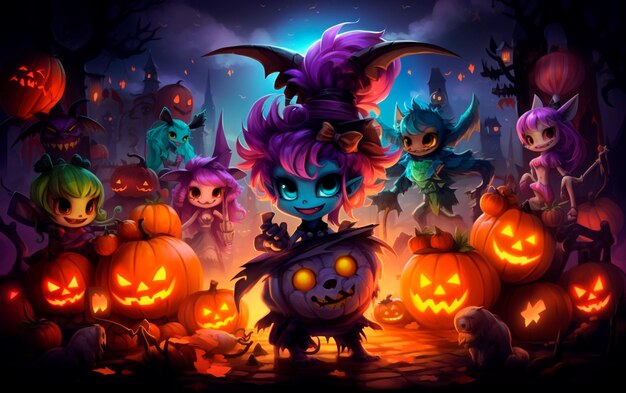 anime creature image for colorful halloween