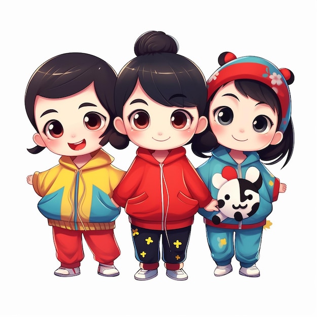 アニメのかわいい中国の子供たち