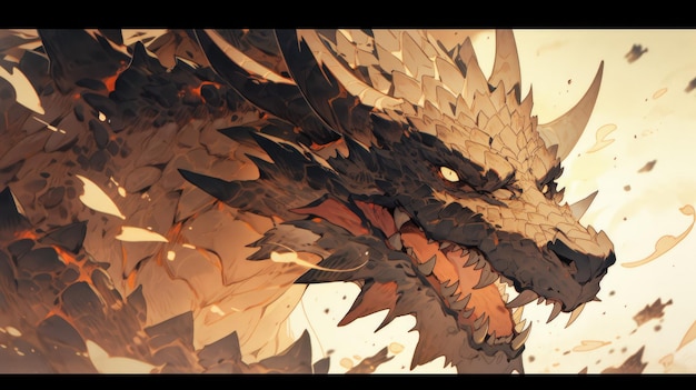an anime and dragon in brown