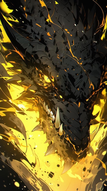 an anime and dragon in yellow