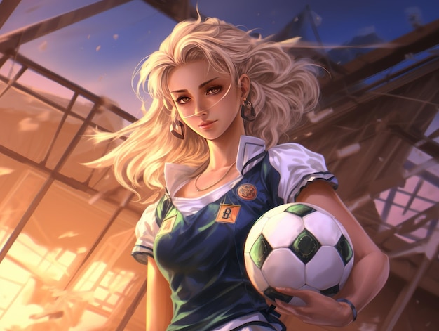 Anime Female Soccer Player