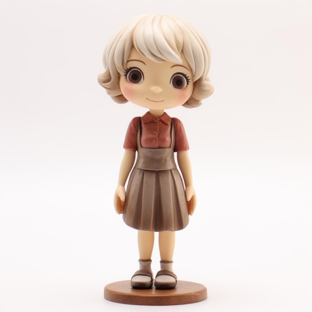 Photo anime figurine of a childlike cartoon girl with brown hair