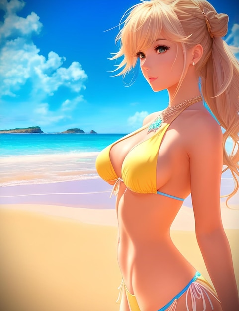 Anime girl in bikini