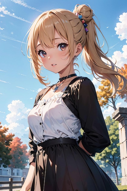 anime girl in a black dress