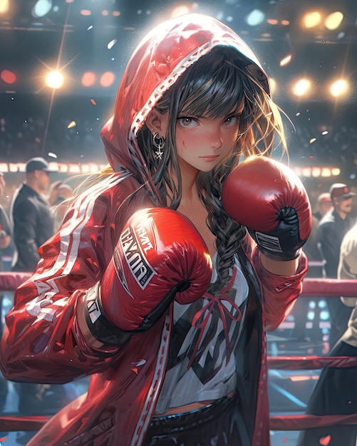 anime girl in boxing pose