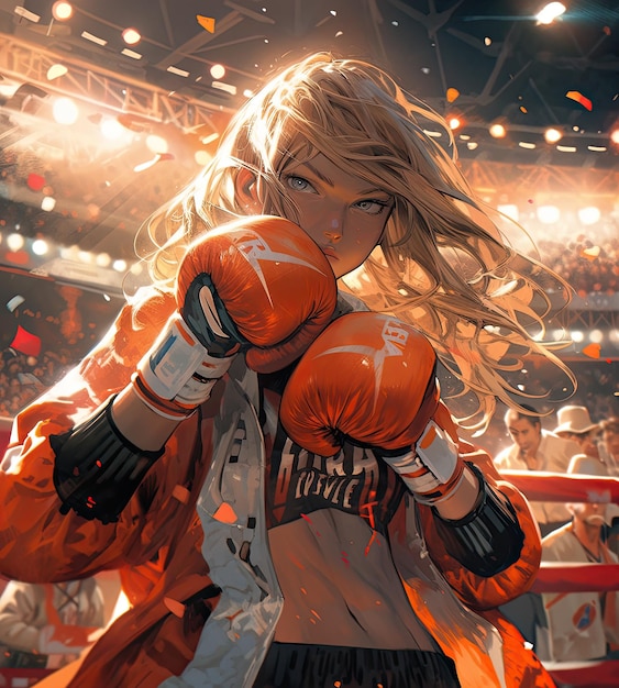 anime girl in boxing pose