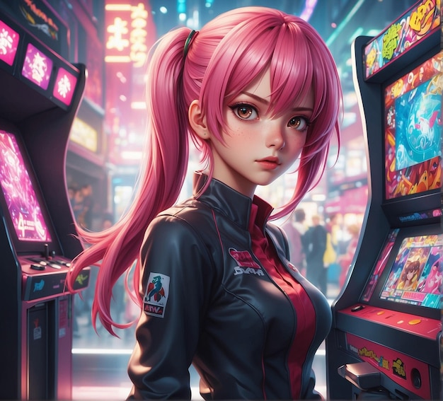 Premium Photo  Anime girl in casino