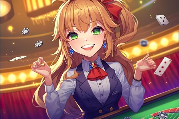 Anime girl in casino