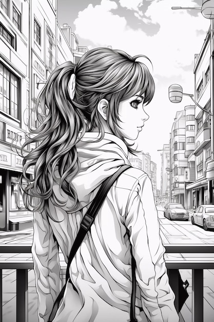 Anime Girl Coloring Page Unleash Your Creativity with Charming Illustrations AI Generated