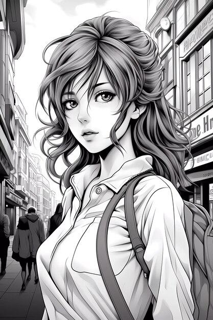 Anime Girl Coloring Page Unleash Your Creativity with Charming Illustrations AI Generated