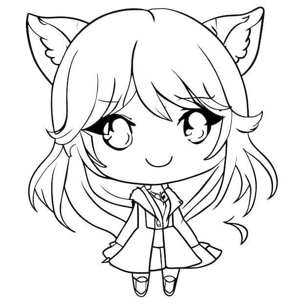 Anime girl coloring page