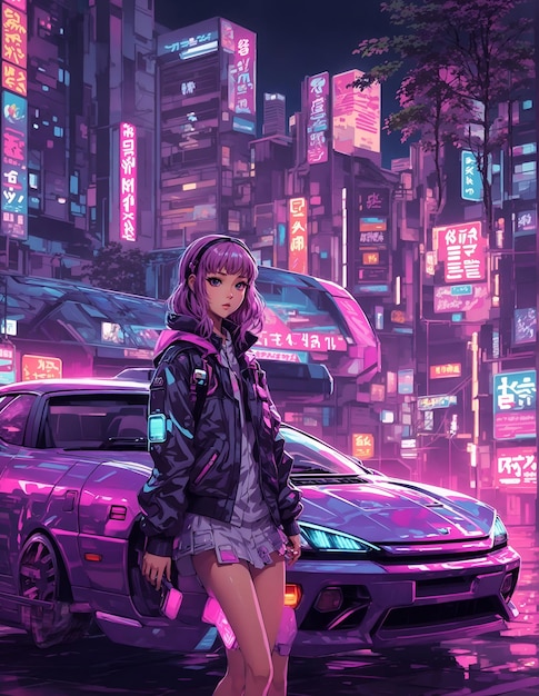 Photo anime girl cyberpunk wallpaper