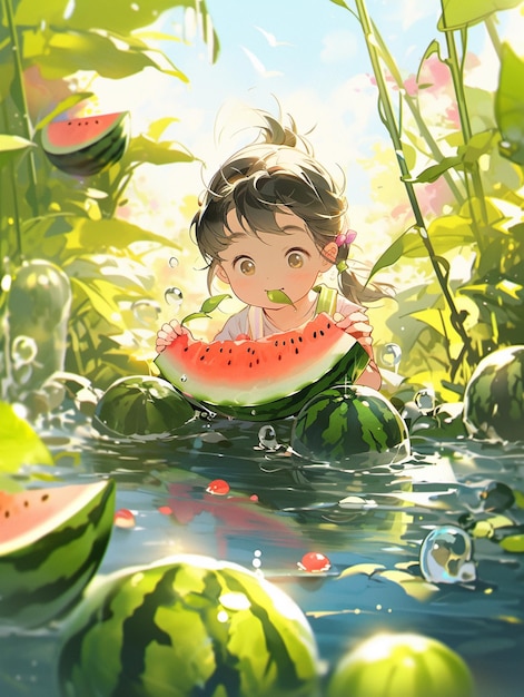 Wallpaper the situation, anime, watermelon, art, Panda images for desktop,  section минимализм - download