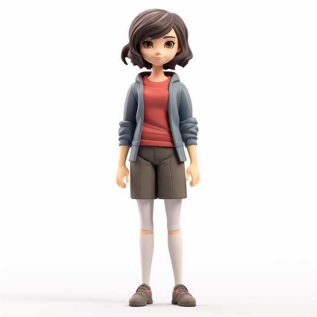 Photo anime girl figurine 3d model with hayao miyazaki style and balanced proportions