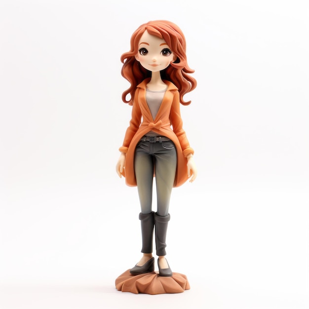 Anime Girl Figurine In Orange Glen Orbik Style With Precise Detailing