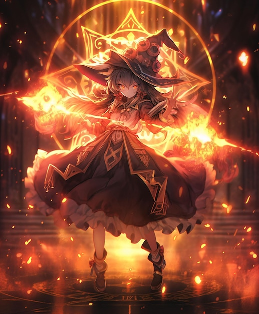 Anime girl fire mage