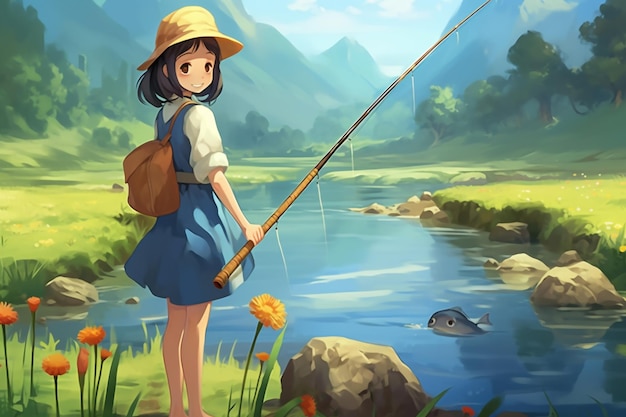 Fishing, anime, upside down, HD phone wallpaper | Peakpx