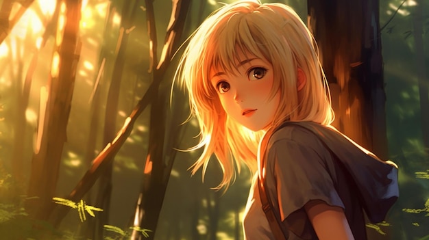 Photo anime girl in the forest wallpapers