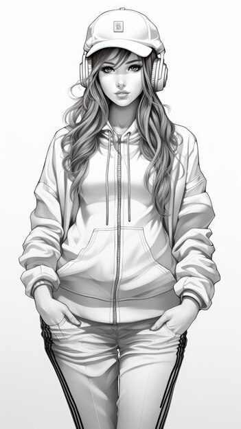 Foto ragazza di anime in stile hip hop