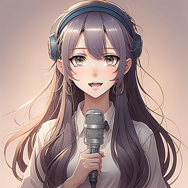 Anime Girl Holding Mic