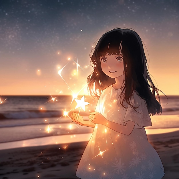 Premium Photo  Anime girl night cute generative ai