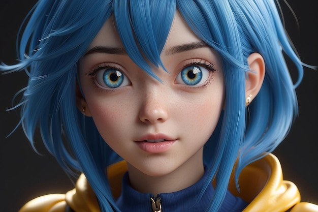 Photo anime girl hyper realistic digital art