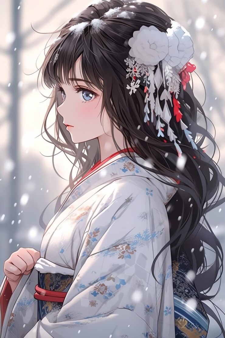 アニメキモノを着た女の子雪が彼女の頭の上に降る - ガジェット通信 GetNews